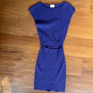 Aritzia Wilfred Free Cut Out Knit Ribbed Midi Mini Dress Purple